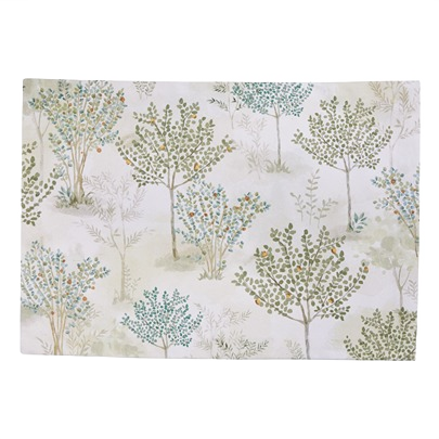 Rectangular placemat with soft green and blue tree pattern for stylish table decor and kitchenware collections under $50