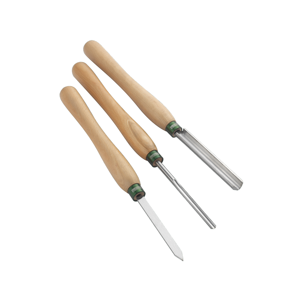 Three spindle turning tools with wooden handles for woodworking and woodturning tools collection under home improvement