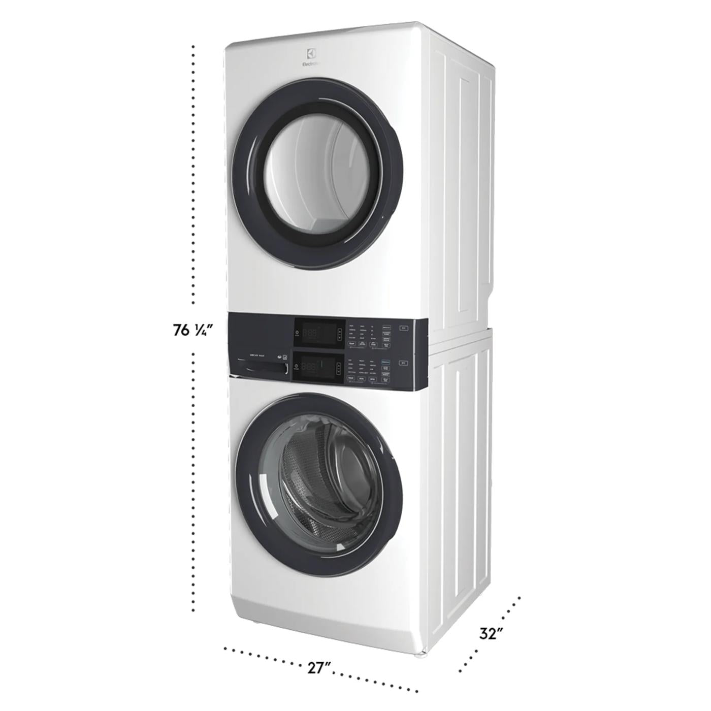 Laundry Tower Single Unit Front Load 4.4 Cu. Ft. Washer & 8 Cu. Ft. Electric Dryer