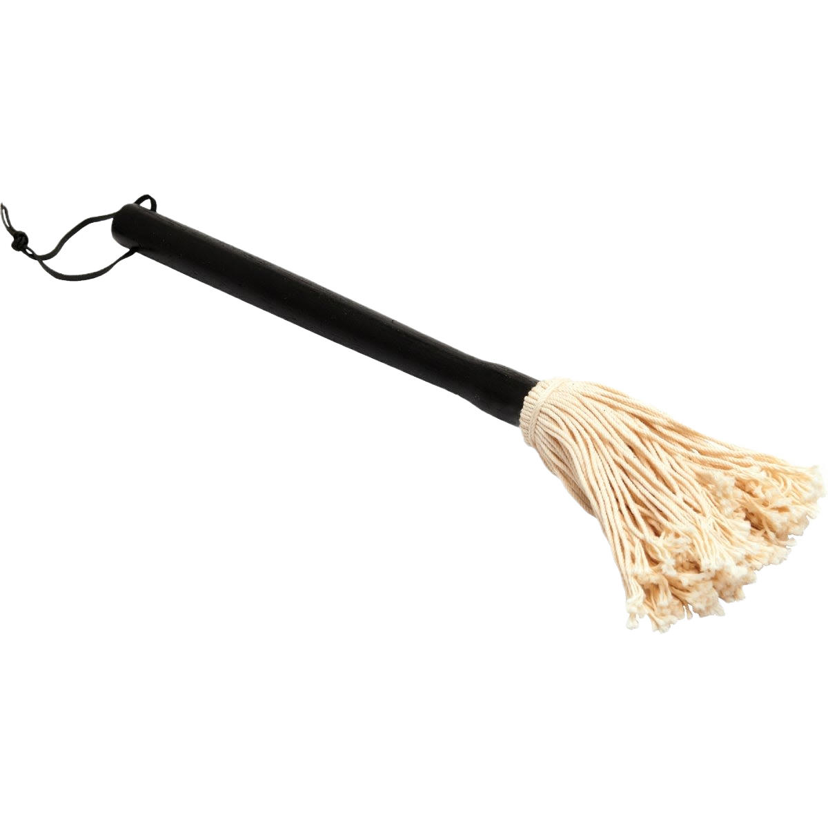 Basting mop with black hardwood handle and natural cotton fibers for grilling and outdoor cooking accessories collections