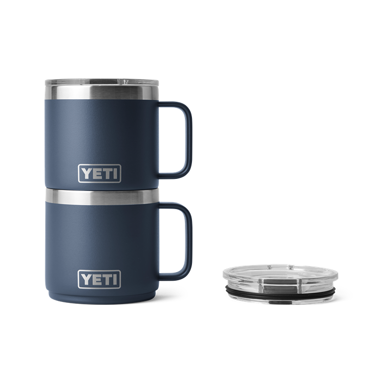 Matte navy insulated 14 oz stackable mug with clear Magslider lid and sturdy handle from durable drinkware collections under $50