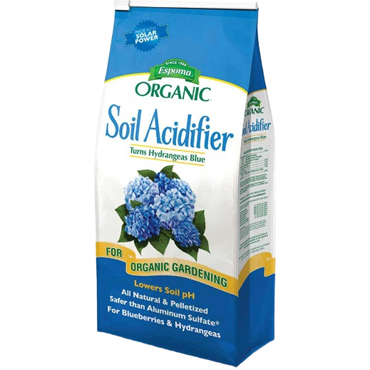 Blue and white bag of Espoma organic soil acidifier for acid-loving plants in lawn and garden fertilizer collection