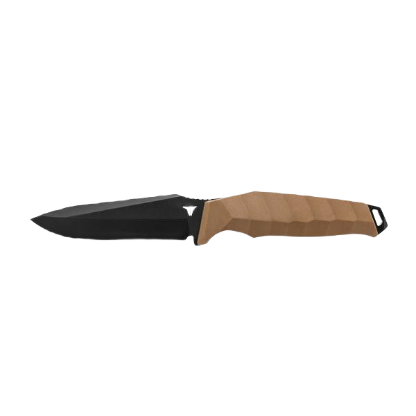 Fixed blade knife with black oxide drop point blade and textured tan handle in woodworking and cutting tools under $50 collection