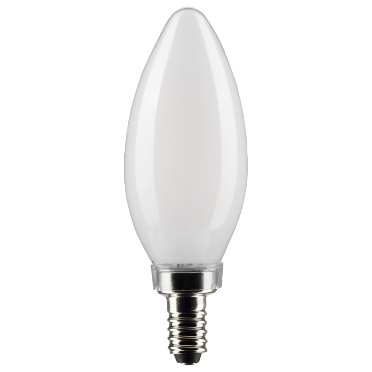 Frosted LED candelabra base light bulb designed for energy-efficient lighting in home improvement collections under $50