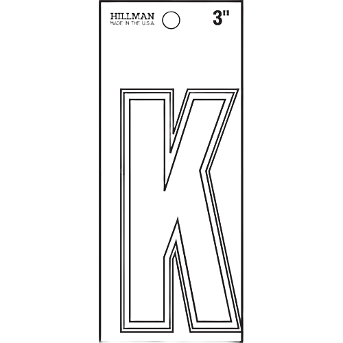 White matte die cut vinyl sticker of letter K for home improvement and hardware collections under $50