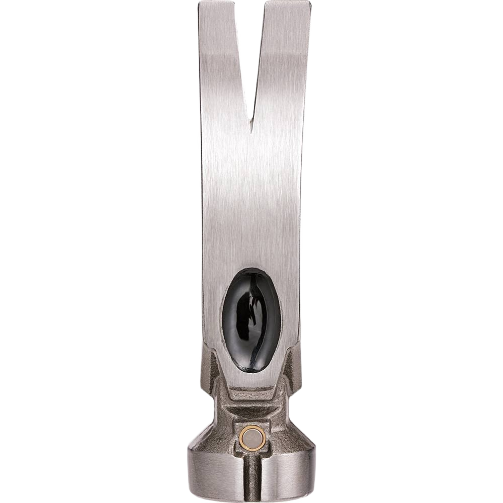 Polished metal hammer claw head with smooth face designed for home improvement and tools use