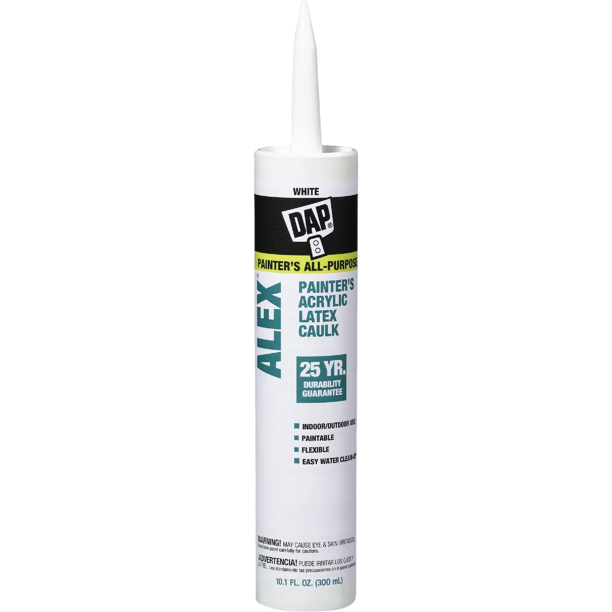 White acrylic latex caulk tube for painting and sealing in home improvement and repair projects