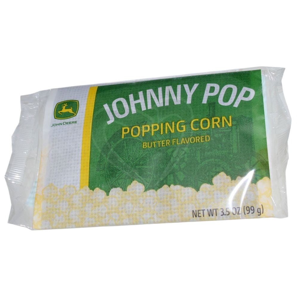 Packaged John Deere Johnny Pop butter flavored popping corn snack from the Chips & Snacks collection under $25