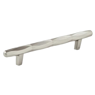 Satin nickel cabinet pull with geometric faceted design for hardware and furniture accessories under $50 collection