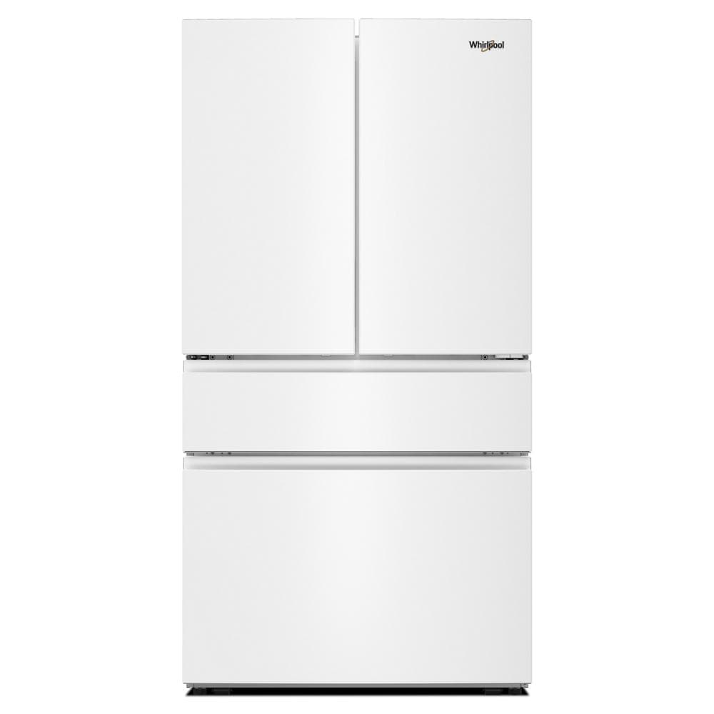 White French door refrigerator with dual freezer drawers and flexible temperature drawer from kitchen appliances collection