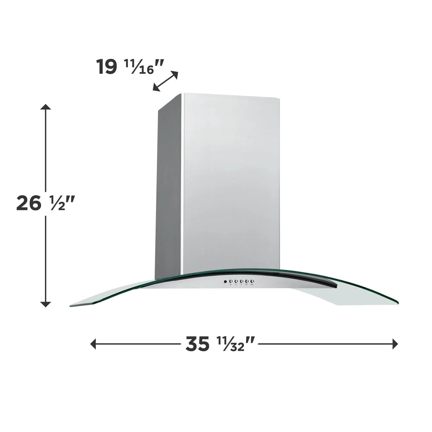 36" Glass Canopy Wall-Mount Hood