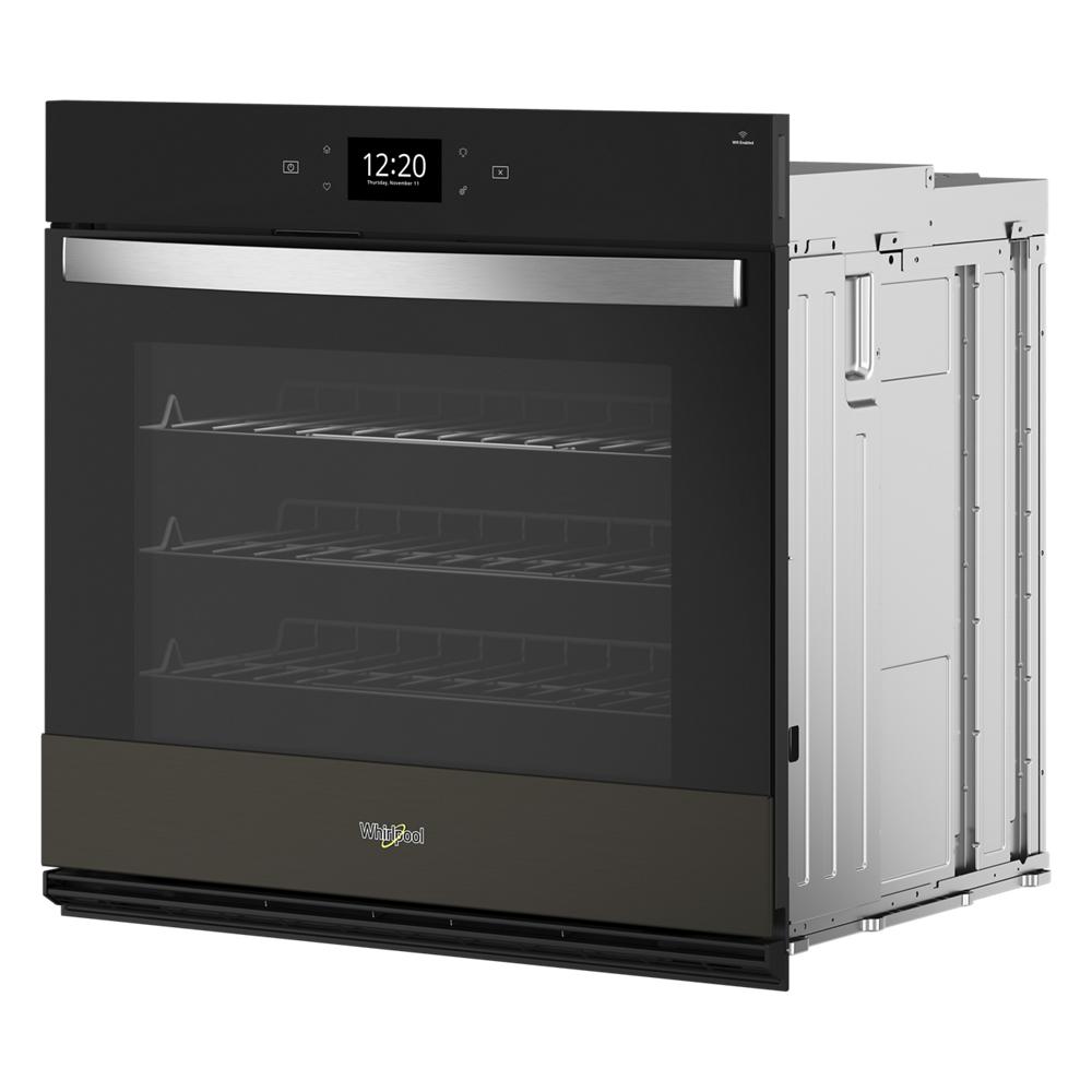 Modern black and stainless steel single smart wall oven with digital display and multiple cooking racks from Appliances collection