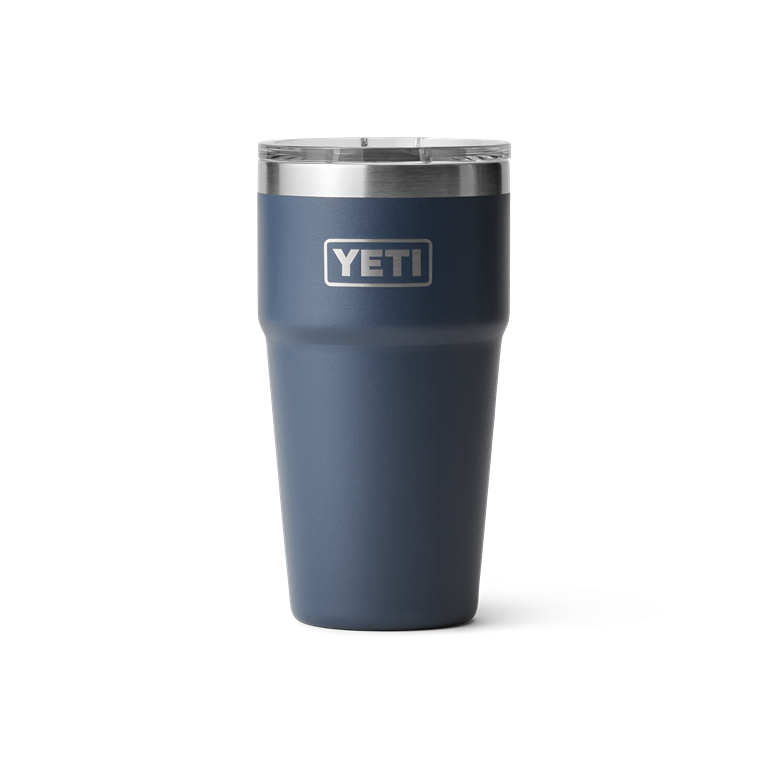 20 oz. insulated stackable cup in navy blue with clear lid, rugged design for drinkware and kitchen use