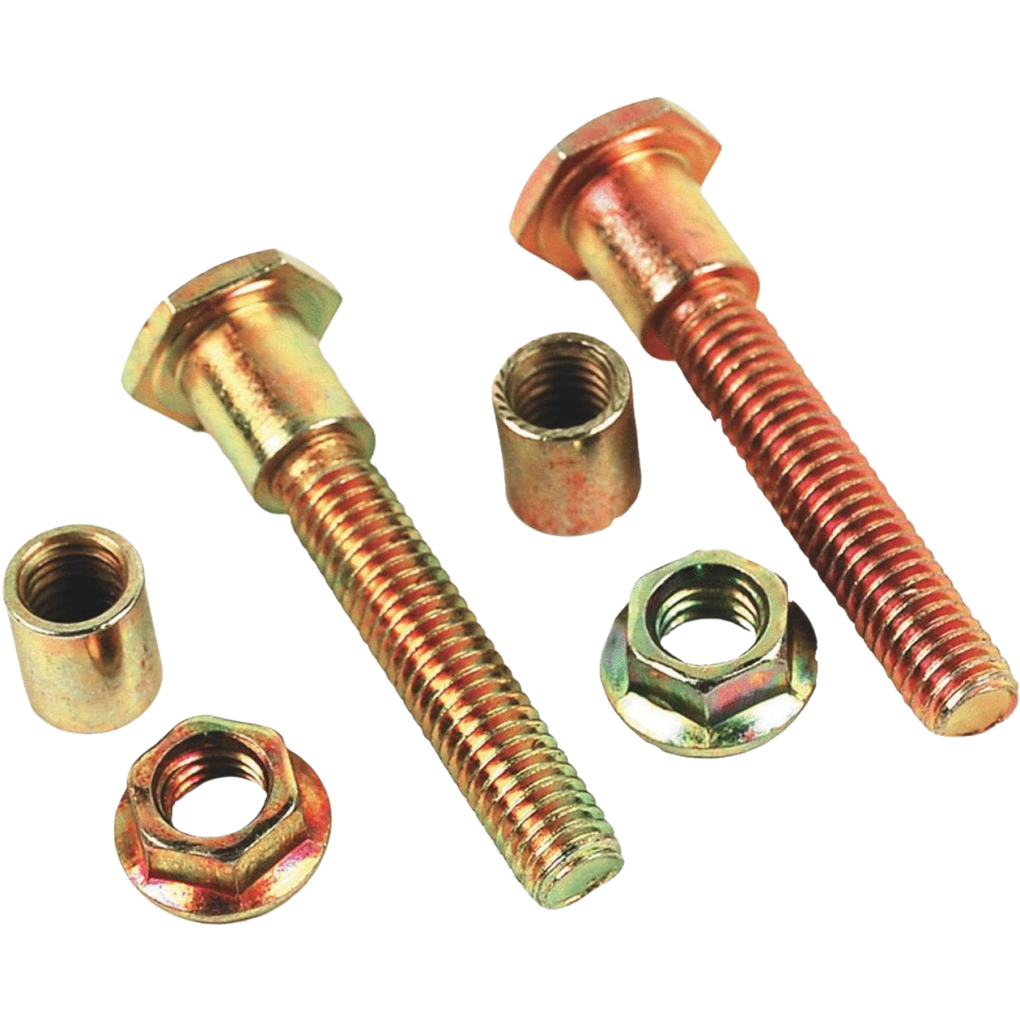 Two gold-tone wheel bolts with matching nuts and spacers for automotive use in nuts, bolts & washers collections under $50