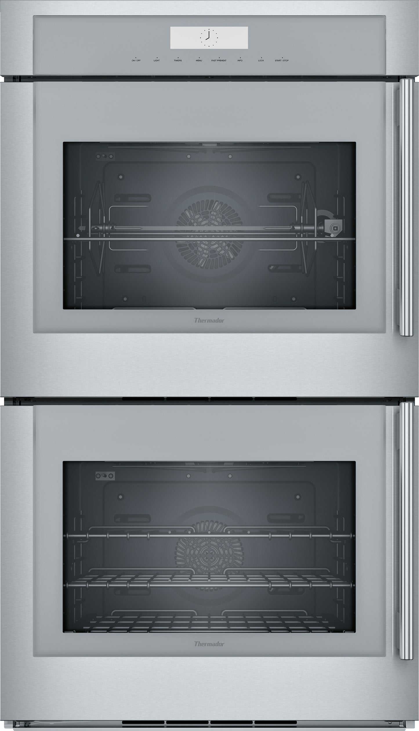 Thermador stainless steel double wall oven with side-opening doors and multiple cooking modes from Kitchen & Kitchenware collection