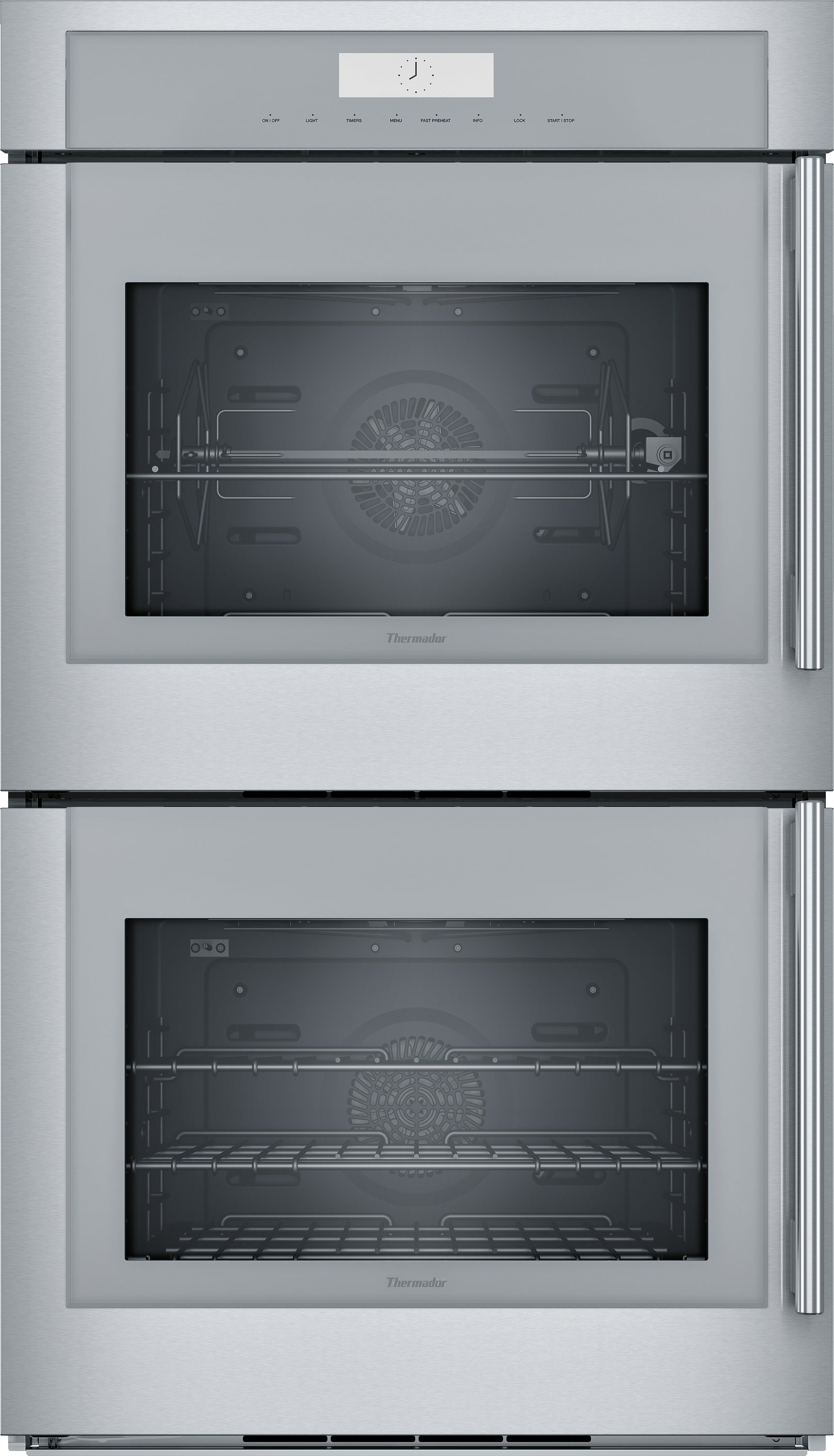 Thermador stainless steel double wall oven with side-opening doors and multiple cooking modes from Kitchen & Kitchenware collection