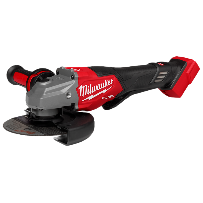 Red and black cordless M18 FUEL braking grinder with paddle switch for efficient metal cutting and grinding in home improvement projects