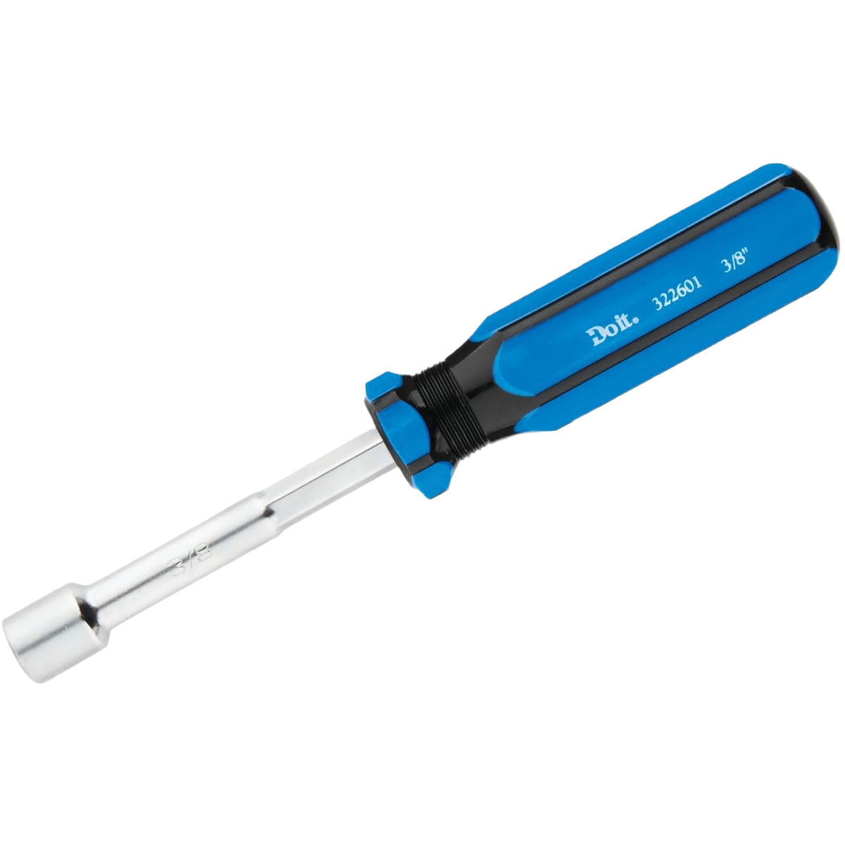 Blue and black nut driver with 3-inch metal shank for home improvement and general tool use tasks