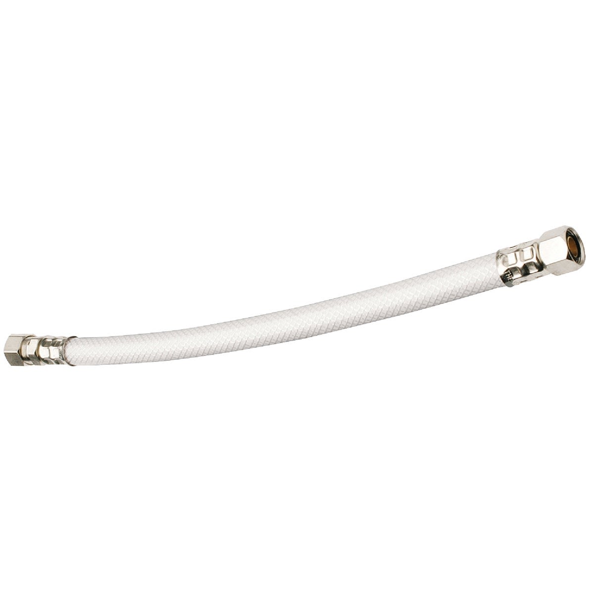 Flexible vinyl faucet connector with 3/8 inch compression fittings for plumbing repair and home improvement tasks