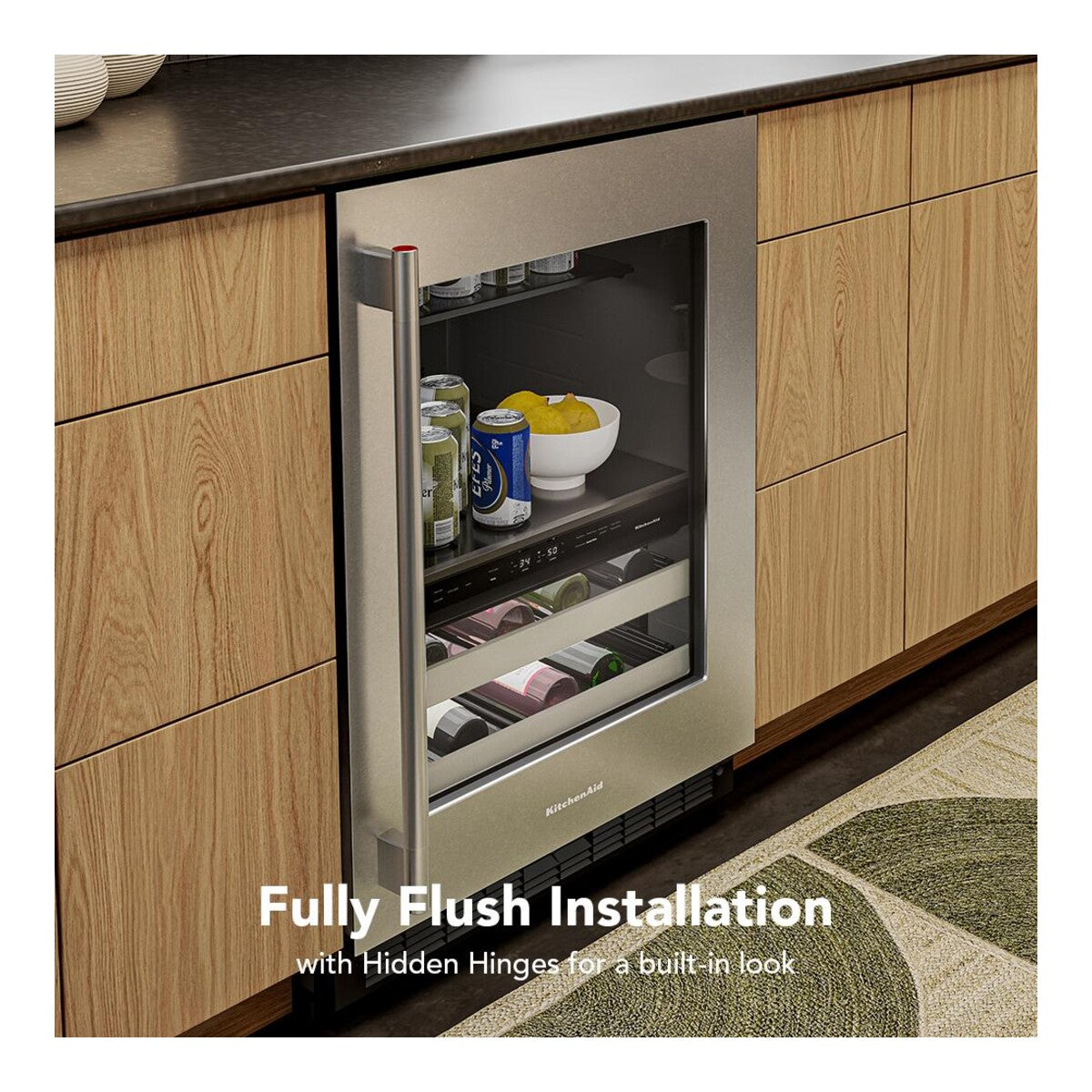 4.8 Cu. Ft. 24-Inch Beverage Center with Right Door Swing and 14-Wine Bottle Capacity with Metal-Front Racks in Stainless Steel