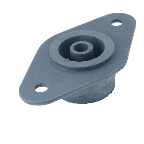 Gray rubber engine mount isolator with metal bracket for vibration reduction in automotive and John Deere parts collections