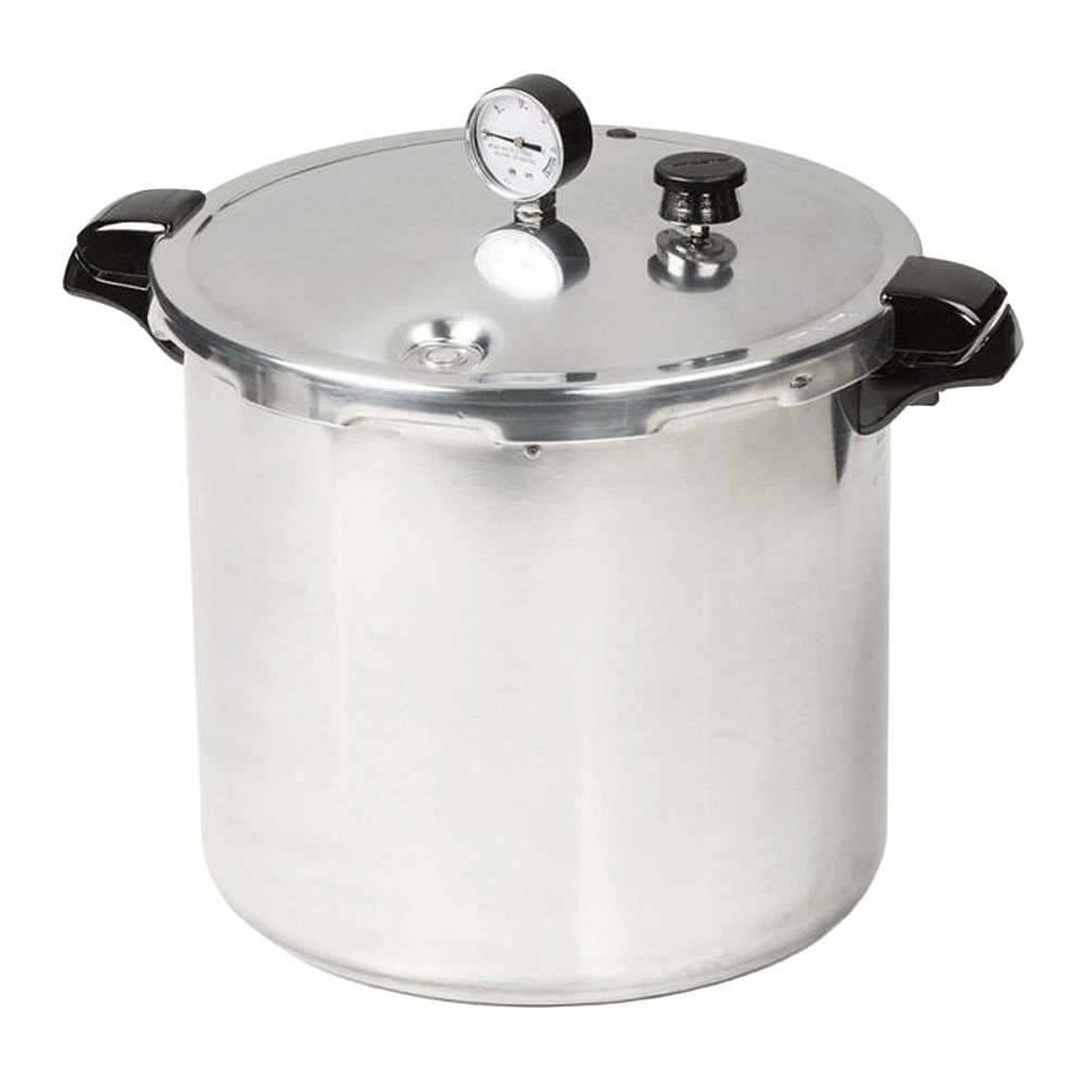 23-quart aluminum pressure cooker with pressure gauge and black handles for Kitchenware collection