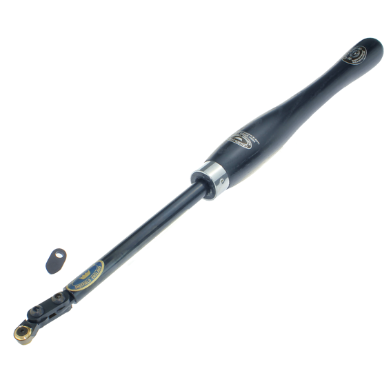 Woodturning hollowing tool with black ergonomic handle and adjustable cutting head for home improvement projects