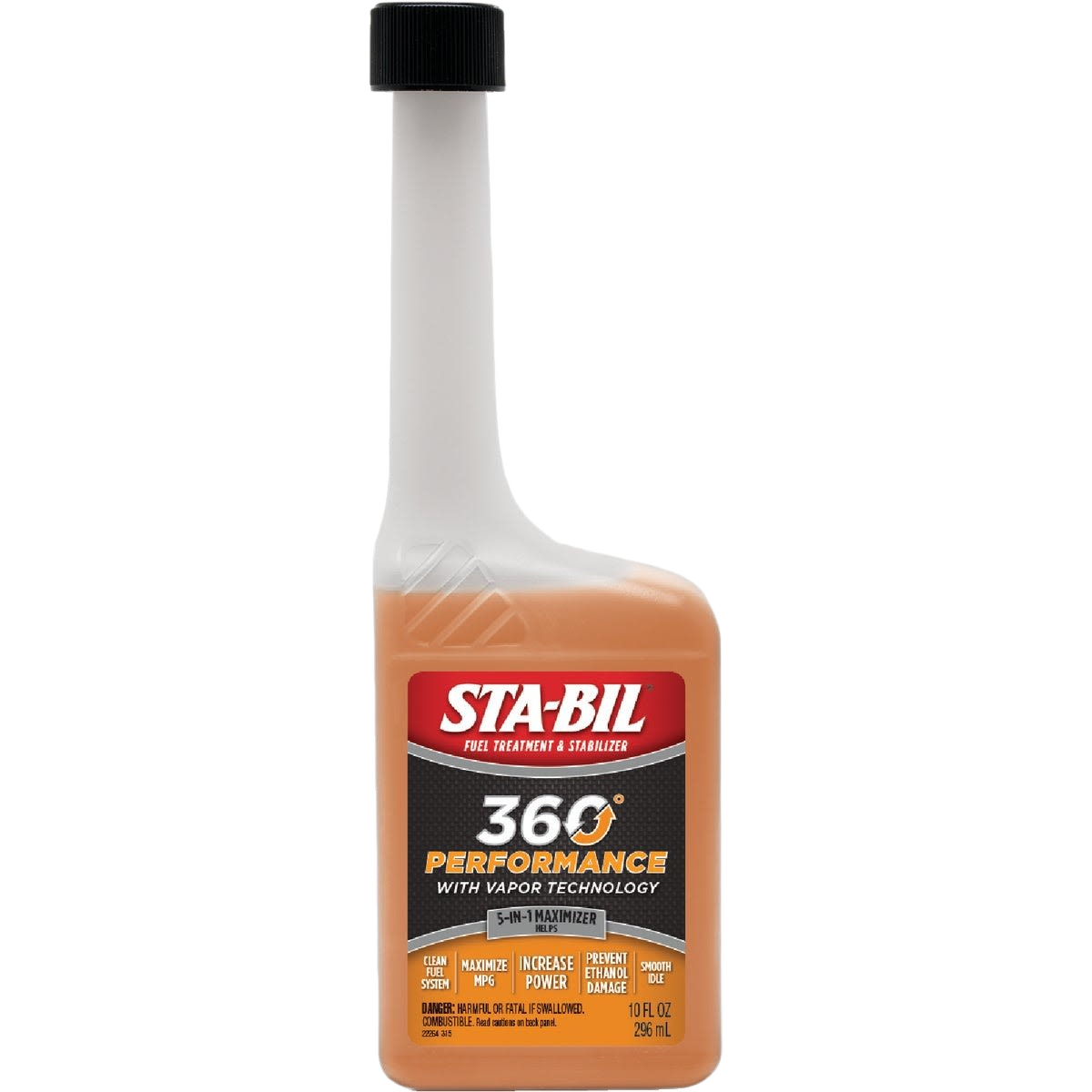 Bottle of Sta-Bil 360 Performance fuel treatment for engines in automotive gas treatments and lubricants collection