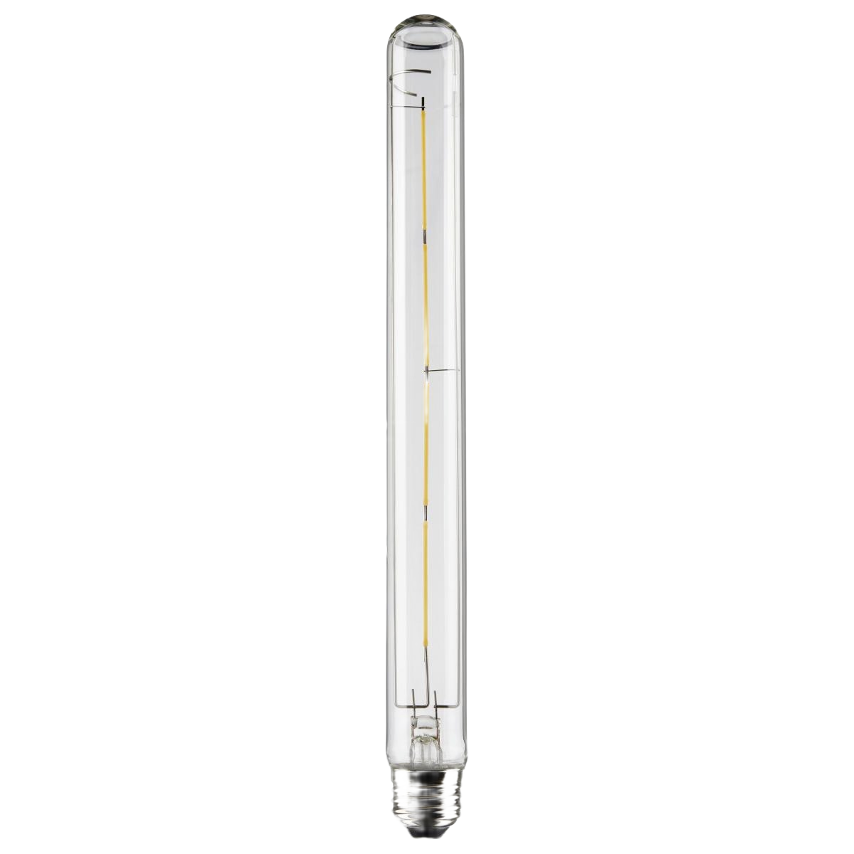 Clear tubular LED light bulb with medium base for energy-efficient home and office lighting in electrical supplies collection