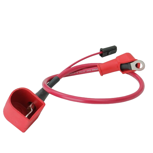 Red insulated positive battery cable with terminal connectors for automotive and John Deere parts accessories