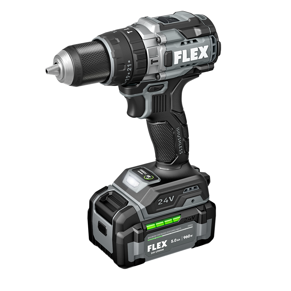 FLEX 24V 1/2" 2-Speed Hammer Drill with Turbo Mode Kit