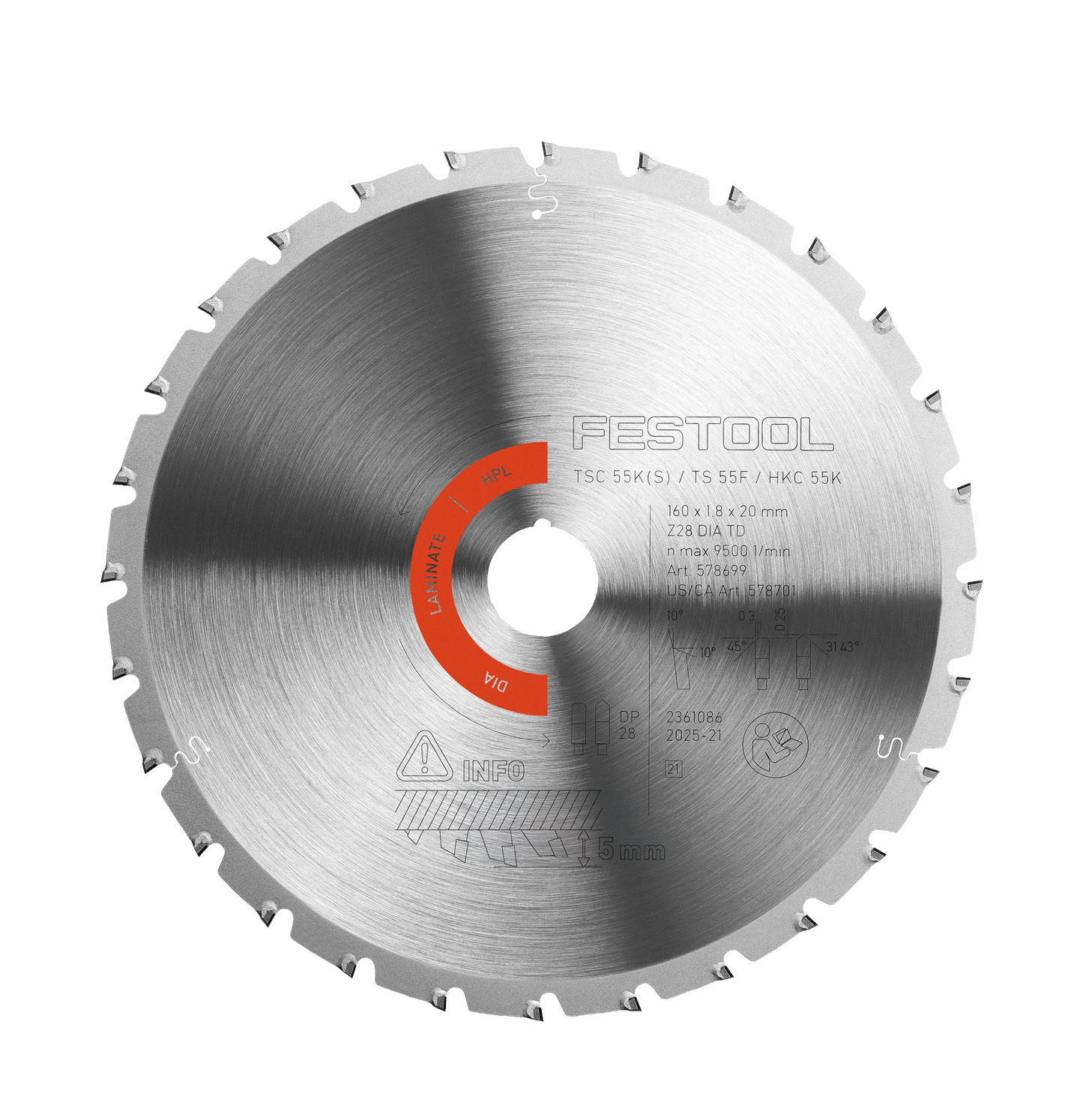 Festool 578701 Diamond Saw Blade LAMINATE/HPL DIA 160x1,8x20 F/FA28