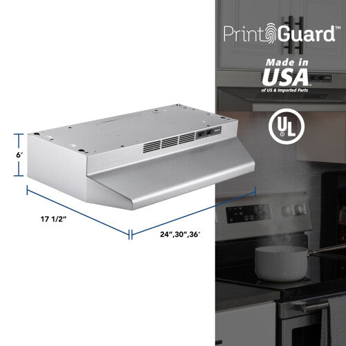 under-cabinet non-ducted range hood with 2-speed rocker switch and built-in light in kitchen appliances collection