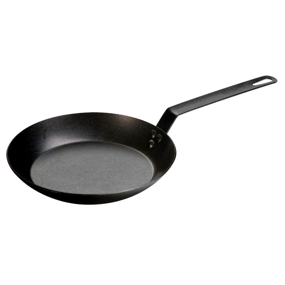 12 gauge seasoned steel skillet with long handle for versatile cooking in Kitchenware and Lodge Cast Iron collections under $50