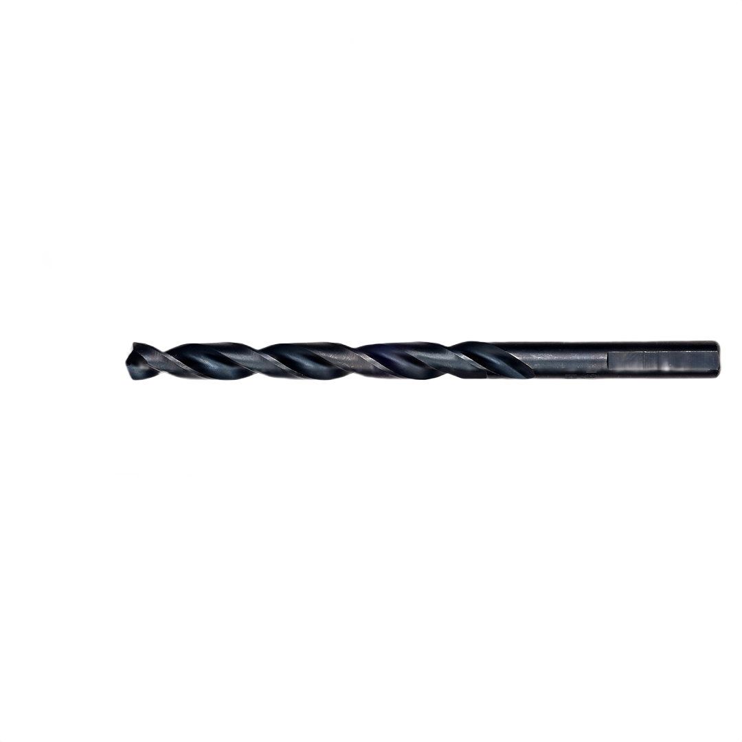 Black oxide drill bit with thick core designed for durability in power tool accessories and drill bits collections