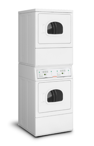White commercial stack dryer with electronic controls in Dryers and Appliances collections