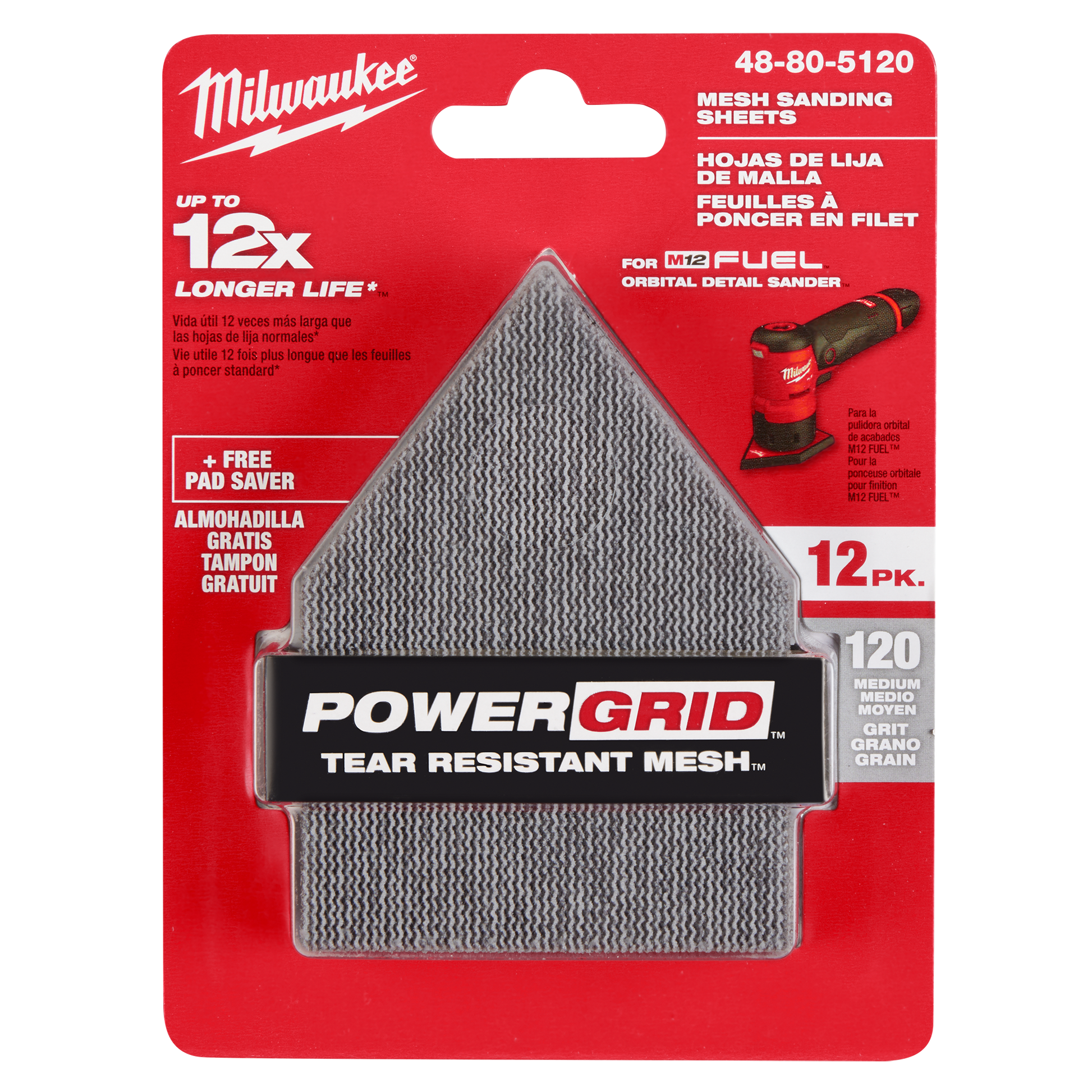 12-pack of tear-resistant 120 grit mesh sanding sheets for orbital sanders in tool accessories and abrasives collections