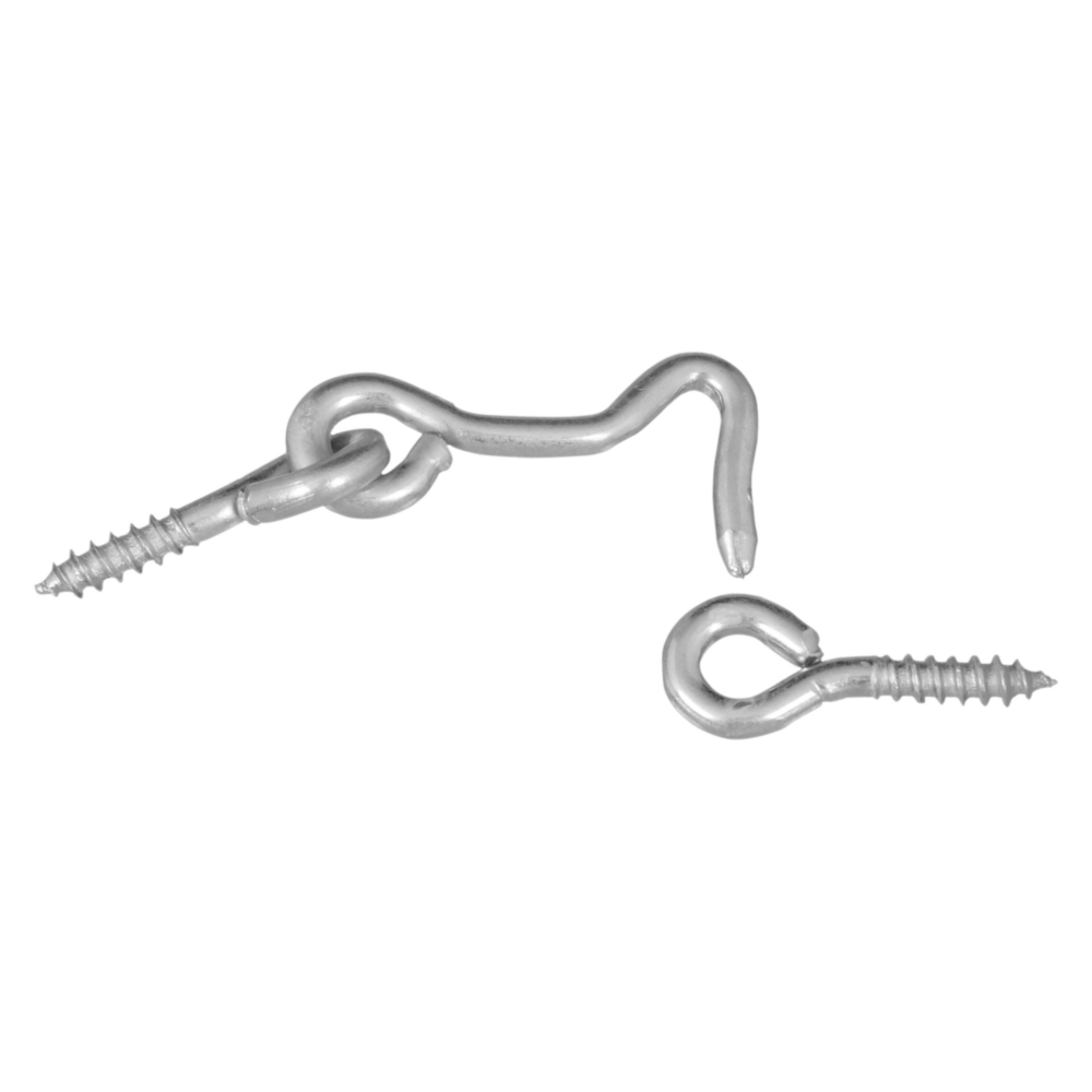 Steel hook and eye bolt set with sharp screw ends for secure fastening in hardware and home improvement projects under $50