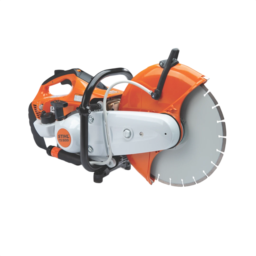 Orange and white STIHL concrete saw with 14-inch Cutquick® blade for tools and home improvement projects
