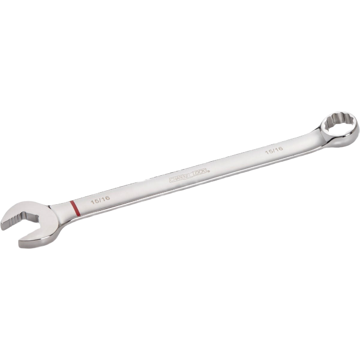 Polished steel combination wrench with open and 12-point box ends for precision mechanical and home improvement tasks