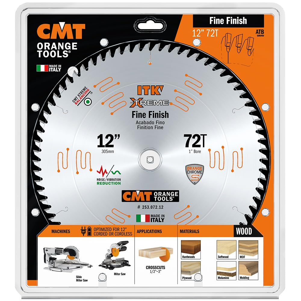CMT Orange Tools 12" 72T Fine Finish Compound Sliding Saw Blade