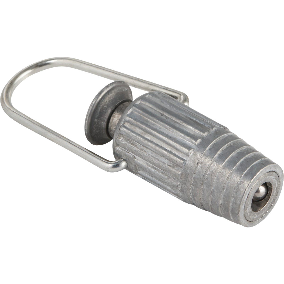 Aluminum clothesline tightener with ridged grip and metal wire loop for home improvement and outdoor use