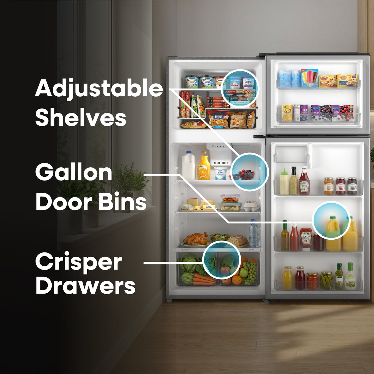 Element Electronics 17.6 cu. ft. Top Freezer Refrigerator, Ice Maker Ready - Stainless Look, ENERGY STAR (ENR18TFGCS)