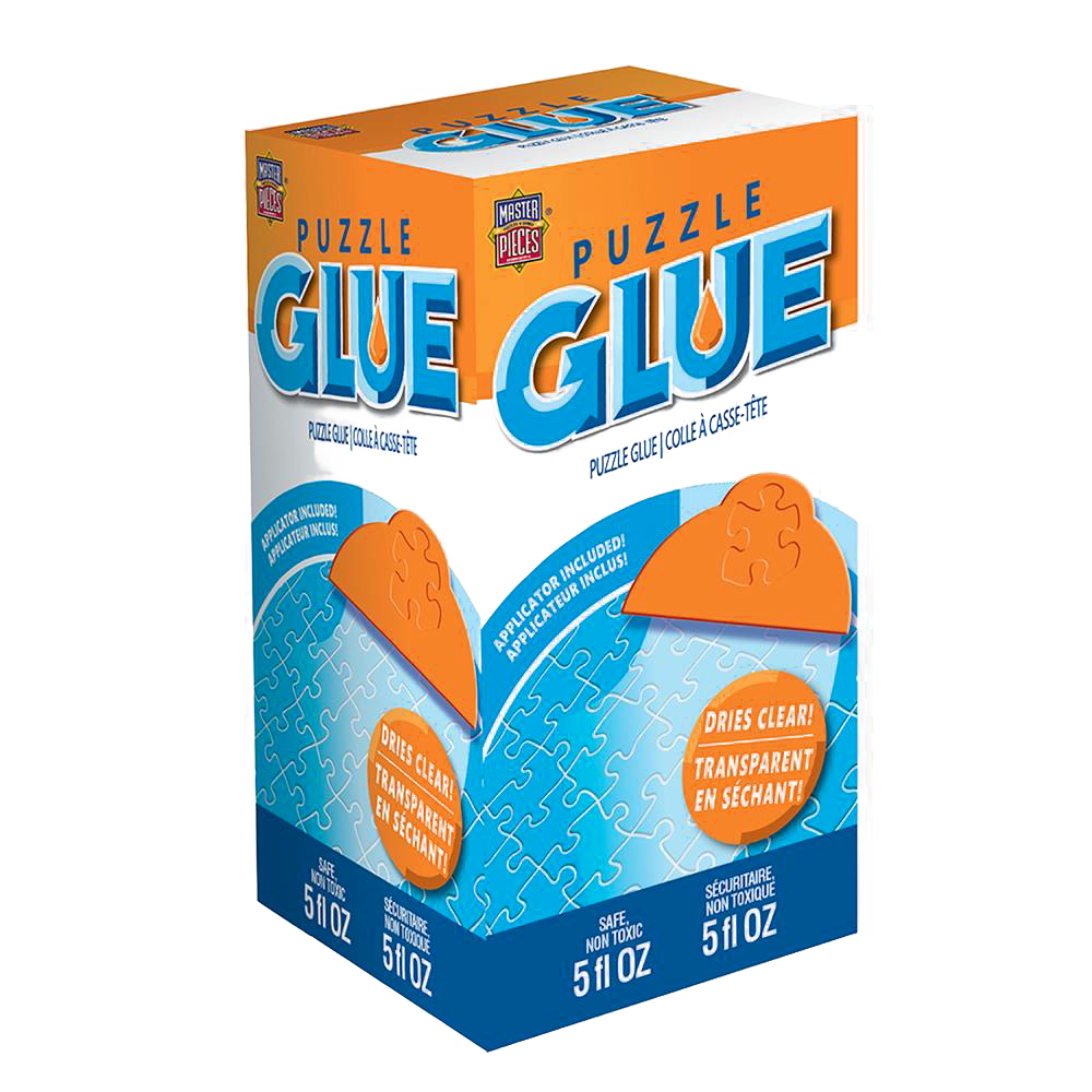 Orange and blue 5 oz puzzle glue box with clear drying formula, part of puzzles and toys & games collection under $50