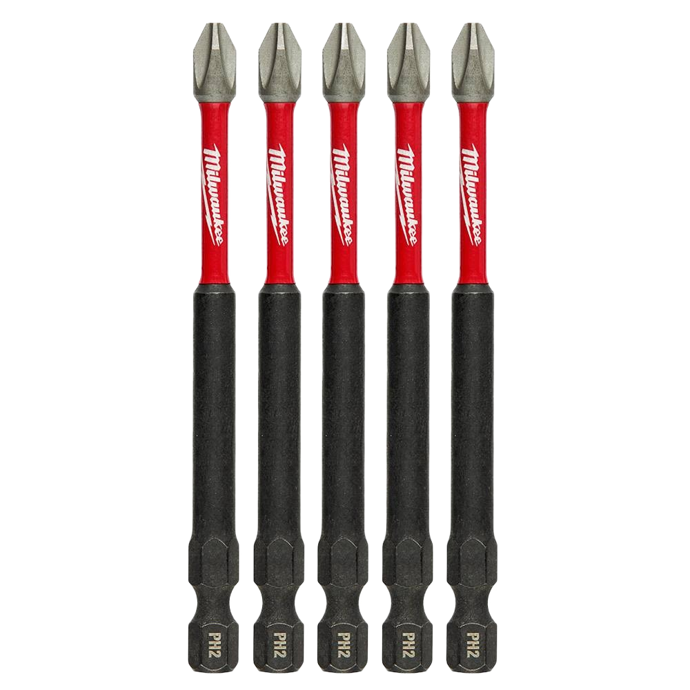 Set of five durable PH2 Phillips drill bits with impact duty design for power tool accessories in Home Improvement tools