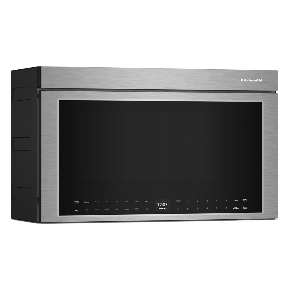 Stainless steel over-the-range multifunction oven with digital touch controls in KitchenAid appliances at Hartville Hardware