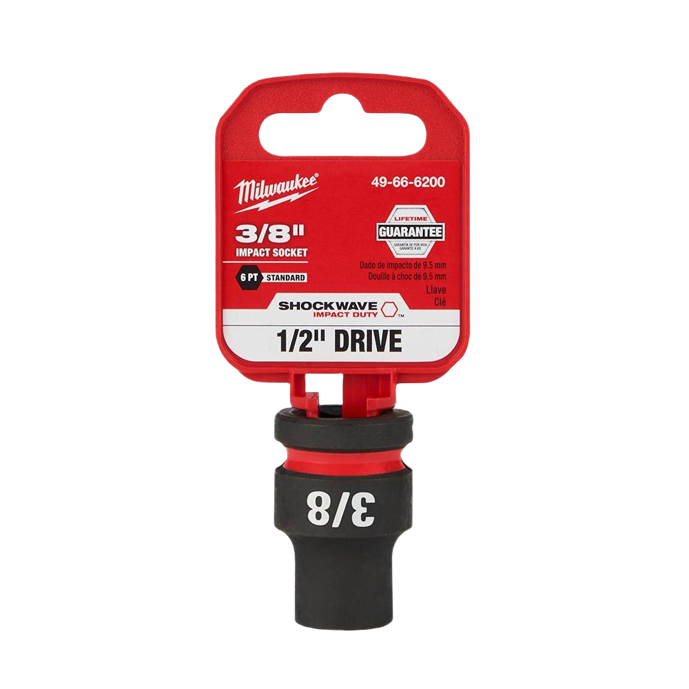 Durable red and black 3/8-inch 6-point impact socket for hand tools and woodworking under $50 home improvement