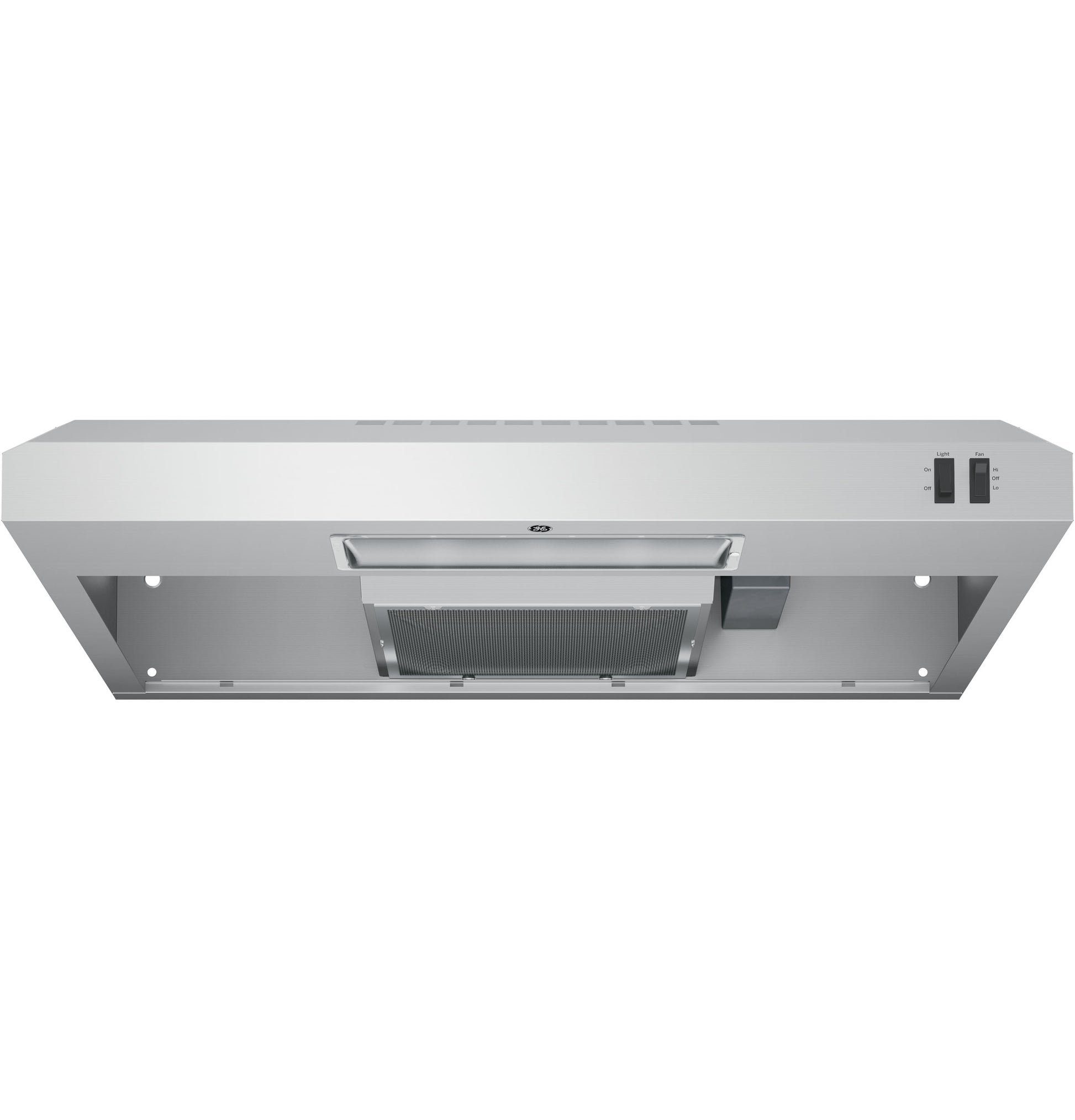 Under-cabinet stainless steel range hood with dual slide switches in range hoods and kitchen appliances collection