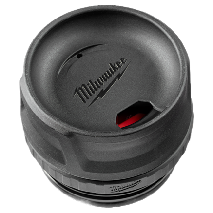 Leakproof black sip lid with ergonomic grips designed for insulated bottles in Milwaukee tool accessories collection