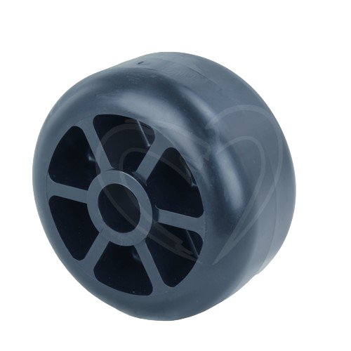 Black durable gauge wheel designed for mower decks in John Deere parts and automotive tools collections under $50